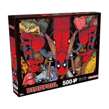 Imagem de AQUARIUS Quebra-cabeça Deadpool Collage de 500 peças (quebra-cabeça de 500 peças) - Sem brilho - Ajuste preciso - Mercadoria e colecionáveis Deadpool oficialmente licenciados - 35,5 x 48 cm