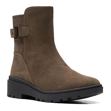 Imagem de Clarks Bota feminina Calla cano médio, Camurça oliva escura, 9