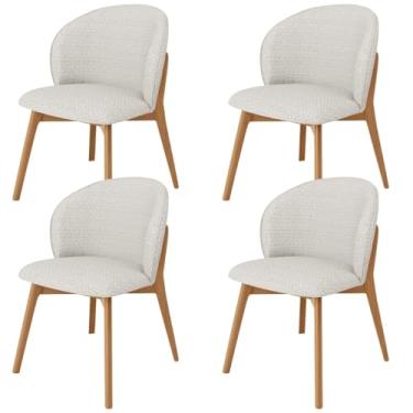 Imagem de Kit 04 Cadeiras de Jantar e Estar Living Estofada Mia L02 Bouclê Cru - Lyam Decor