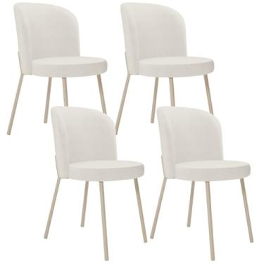 Imagem de Kit 04 Cadeiras Para Sala de Jantar Cozinha Estofada Gavi Arena L02 Linho Bege - Lyam Decor