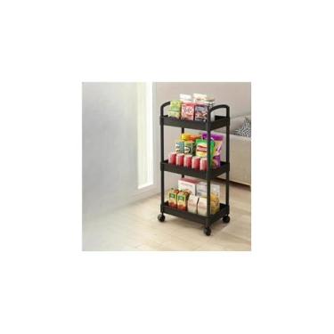 Imagem de Carrinho Organizador Multiuso com 3 Prateleiras, Metal e Plástico, Branco, 85x34,5x57cm, para Cozinha, Lavanderia, Escritório