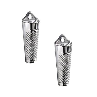 Imagem de 2 peças prata multifuncional cozinha aço inoxidável gengibre alho noz-moscada ralador noz limão ferramenta de plaina manual raspador de limão, ferramenta de cozinha durável e profissional ferramentas
