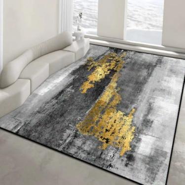 Imagem de Tapete abstrato com estampa de tinta lavada para sala de estar, quarto, área ampla, antiderrapante, lavável, decoração para casa, tapete felpudo para porta de entrada (tapete pequeno de 60x90cm/p