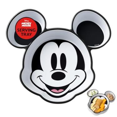 Imagem de Bandeja de servir em forma de Disney – Bandeja de comida de plástico sem BPA com 3 compartimentos, bandeja decorativa para lanches, frutas, aperitivos e sobremesas, utensílios de servir reutilizáveis