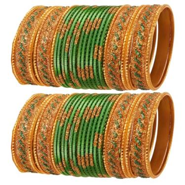 Imagem de Touchstone Nova coleção de pingentes coloridos indianos Bollywood lantejoulas toque texturizado pulso embelezador designer joias pulseiras bracelete conjunto de 122 cm tom de ouro antigo para mulheres