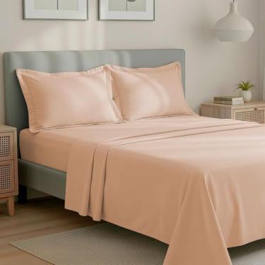 Imagem de Jogo de Cama Casal 300 Fios Percal 100% Algodão com Bordado 4 Peças BF Colchões