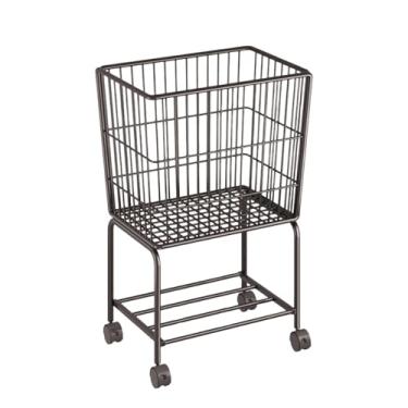 Imagem de SiaBiced Organizador de carrinho de roupa suja com rodinhas, cesto de roupa suja versátil e economizador de espaço para banheiro e quarto, Preto