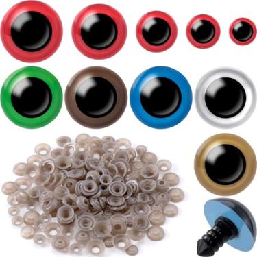 Imagem de HINZIC 60 peças de olhos de segurança de plástico, 8-18 mm lindos olhos de crochê artesanais com arruelas, olhos de bichinho de pelúcia 3D para fantoches, fabricação de bonecas, ursos, animais de