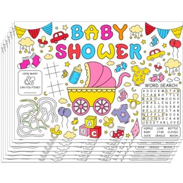 Imagem de WEBEEDY Jogo americano para colorir faça você mesmo, 30 x 28 cm, tapete de papel para atividades de colorir com tema de chuveiro, 30 peças, toalha de mesa de desenho, pintura faça você mesmo