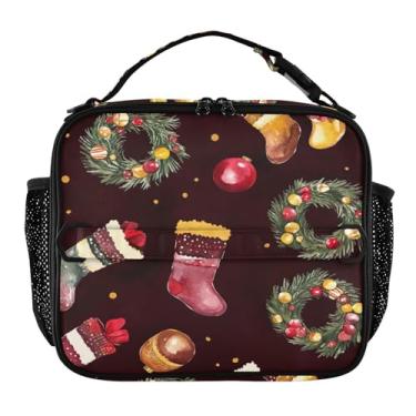 Imagem de Blueangle Lancheira de meias de Natal para homens, mulheres e adultos, lancheira pequena para trabalho de escritório, piquenique - bolsa térmica portátil reutilizável (471)