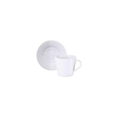 Imagem de Conjunto Xícara E Pires De Chá Tramontina Grid Em Porcelana Decorada, 185 Ml 2 Peças