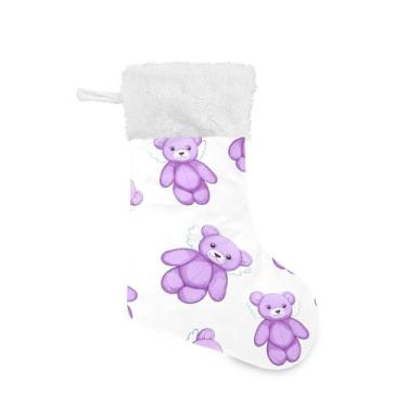 Imagem de GakkiGii Pacote com 2 meias de Natal de urso fofo, decoração de Natal grande para parede de árvore de lareira, 45 x 31 cm