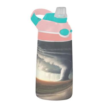 Imagem de ATTX Garrafa de água Black Tornado 473 ml – Garrafa de água reutilizável Tritan Sports & Travel com canudo e tampa de bico pop-up #183