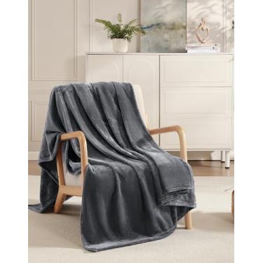 Imagem de Casa Platino Cobertor para sofá – Cobertor de lã macia 127 x 152 cm – Flanela leve, fofa e quente – Uso de sofá ou cama para todas as estações – Embalagem pronta para presente - Cinza carvão
