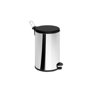 Imagem de Lixeira com Pedal 15 L Aço Inoxidável com Tampa em Polipropileno cor Preto Flat Brinox Inox