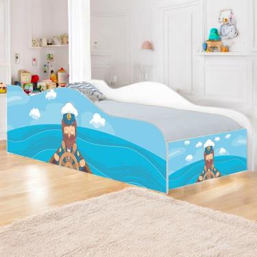 Imagem de Mini Cama Infantil 157,5x72,5cm Com Proteção Lateral Personagens Marinheiro K02 - D'rossi