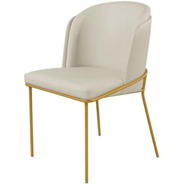 Imagem de Cadeira Aurora Couro Pérola Metal Dourado