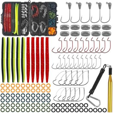 Imagem de JSHANMEI Kit de piercings de pesca de brinquedo maluco, isca macia, gancho sem erva, gancho de cabeça de gancho, anéis de vedação, ferramenta de pesca de brinquedo, kit de caixa de ferramentas