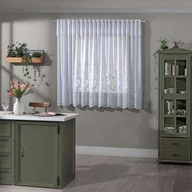 Imagem de CORTINA DE RENDA PARA COZINHA COM BANDÔ CLÁSSICA BRANCA TULIPINHAS 2,80M X 1,20M X 30CM
