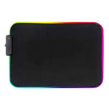 Imagem de Mouse Pad Gamer com Iluminação LED RGB, Superfície Resistente à Água, Preto, 35x25cm, 13 Modos de Configuração, USB