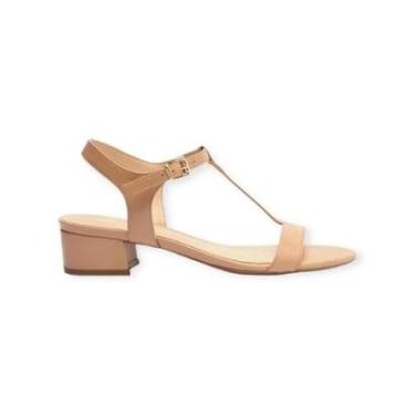 Imagem de Sandália Feminina Arezzo Salto Baixo Bloco Básica Nude-Feminino