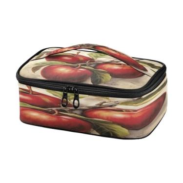 Imagem de Wassud Lancheira pequena para maçãs vintage gastas, mini bolsa térmica portátil com alça para escritório, praia, viagens