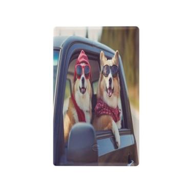 Imagem de Wassud Placa de cobertura para interruptor de luz para dois cães Corgi, 1 placa de tomada em branco decorativa para decoração de casa, sala de estar e quarto