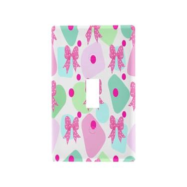 Imagem de Wassud Placa decorativa para interruptores de luz com laços e bolinhas, placa de parede para tomadas elétricas, interruptor único, 11 x 7 cm