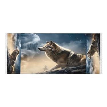 Imagem de Wassud Capas de lavadora e secadora Moon and Wolf, protetor de lavadora com sacos de armazenamento, capa de geladeira à prova de poeira com bolsos para lavanderia doméstica, cozinha, 120 x 55 cm