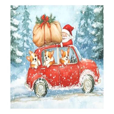 Imagem de STAYTOP Cute Christmas Corgi Is in the Red Car capa magnética para lava-louças 58 x 66 cm capa decorativa de geladeira para porta frontal adesivo de folha magnética para máquina de lavar louça painel