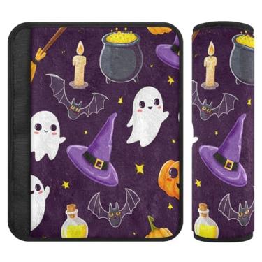 Imagem de Burbuja Capa para cinto de segurança de carro Halloween Elements Protetor de cinto de segurança de carro macio confortável para alça de ombro de assento, 1 par pequeno