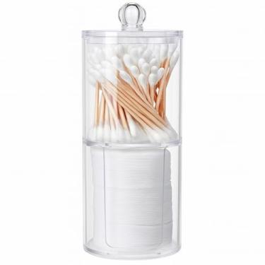 Imagem de Porta Algodão e Cotonete Acrílico Transparente Organizador com Tampa Removível Durável e Prático para Banheiro
