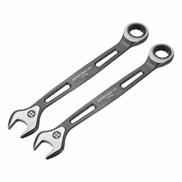 Imagem de HARFINGTON 2 chaves de catraca de 22 mm métrico 12 pontos CR-V eletroforese caixa dupla chave catraca aberta com 72 dentes 5° Swing ferramenta de grau industrial para reparo