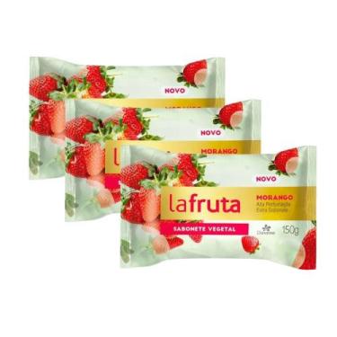 Imagem de 3 Un Sabonete em Barra Vegetal La Fruta Morango 150g - Davene