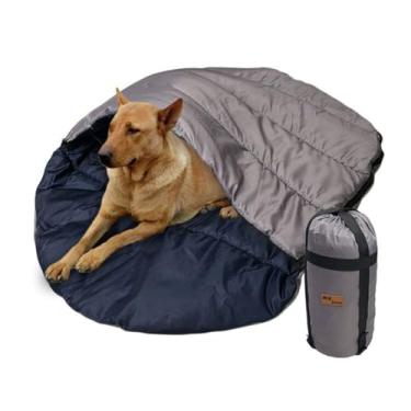 Imagem de KZ Dotnz Saco de dormir para cães, cama de acampamento portátil, cama impermeável para cães de viagem, cama extra grande para cães com saco de compressão