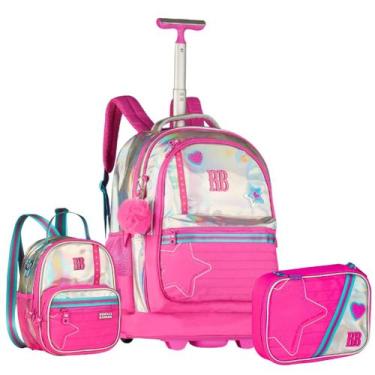 Imagem de Kit Mochila De Rodinhas Holográfica Com Lancheira Térmica Transversal 