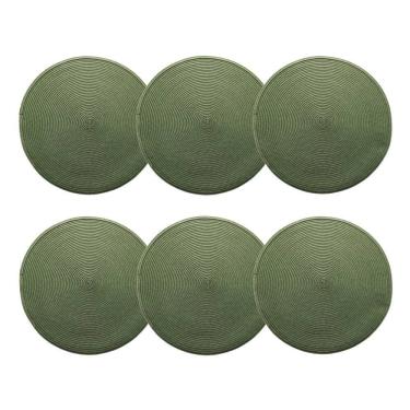 Imagem de Cj 6 Lugares Americanos de Plástico Redondo Fresno Espiral Verde 38cm Lyor