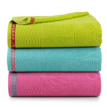 Imagem de Kit 3 Peças Toalhas de Banho para Praia e Piscina, 100% Algodão, 1,50m x 77cm, Gramatura 400g/m², Hipoalergênico, Cores Vibrantes