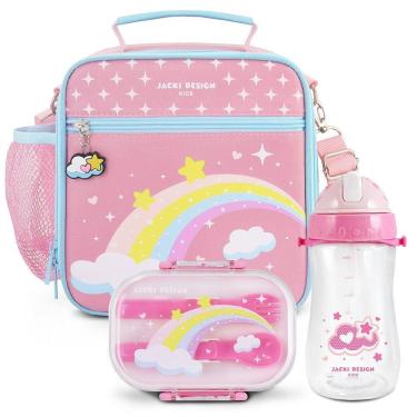 Imagem de Kit Lancheira Térmica, Pote Marmita 400ml E Garrafa 460ml Infantil Piccolino Rosa