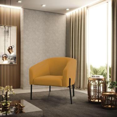 Imagem de Poltrona Sala Decorativa Stella Pé De Aço Preto Veludo Mostarda D03 - D'rossi