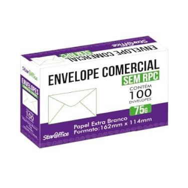 Imagem de Envelope Comercial Carta 75 GSM, Branco, 114 x 162 mm, Staroffice