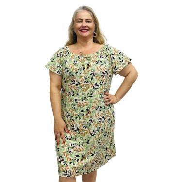 Imagem de Vestido Feminino Plus Size Ciganinha Estampado Manga Curta Midi - Coal