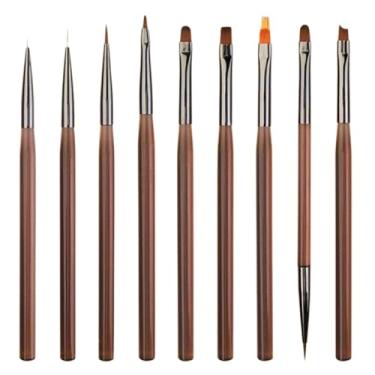 Imagem de Conjunto de 9 pincéis de arte de unhas, pincéis de unhas, ferramentas de pintura de caneta de design de arte de unhas com pincel de gel de extensão de unhas, pincel de gel de unha Builder, caneta