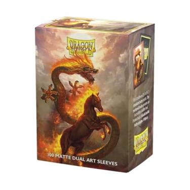 Imagem de Dragon Shield | Matte Dual Art Sleeves | Fire Horse | 100 CT - Smooth & Tough Premium TCG Sleeves | Compatible with Pokemon, Flesh & Blood, One Piece & Magic The Gathering