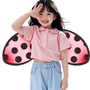 Imagem de Wakauto Asas de joaninha de malha dobrável para desempenho seguro para crianças, acessório de fantasia de inseto vermelho para cosplay, festa, palco, decoração e design portátil, fácil de armazenar e