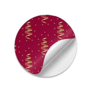 Imagem de Ladrilho Decorativo de Cerâmica Estampa Serpentinas Douradas e Confetes Vermelhos