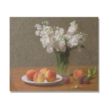 Imagem de Arte floral vintage natureza morta, pintura botânica clássica, decoração de casa quente para sala de estar e sala de jantar. A21. Tela apenas 50x60cm-19,6x23,6 pol