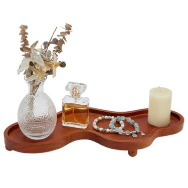 Imagem de ORIGACH Bandeja de joias de madeira em forma de nuvem, bandeja decorativa de madeira irregular, anel de prato, suporte de perfume para decoração estética doméstica, presente de aniversário, marrom