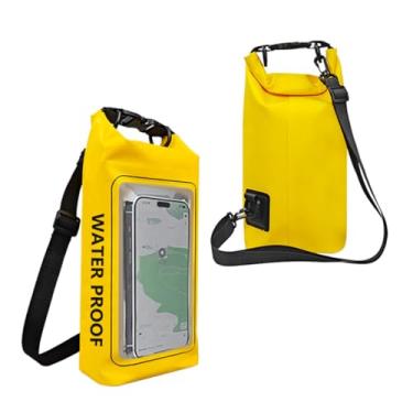 Imagem de Bolsa impermeável 2L para atividades ao ar livre, bolsa transversal, dois em um, bolsa impermeável para celular, bolsa de natação em PVC à prova d'água (Amarelo)