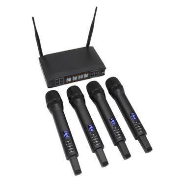 Imagem de Jopwkuin de Microfone Recarregável de 4 Canais para Desempenho Profissional Em Palco de karaokê, Coleção de Som Resistente e Premium, para Apresentadores ou Cantores, ABSMaterial único